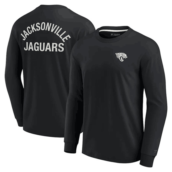 Men's Jacksonville Jaguars Black Signature Unisex Super Soft Long Sleeve T-Shirt - Click Image to Close